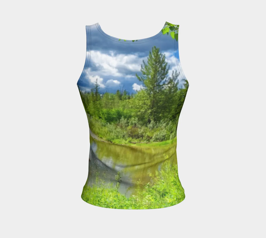 Women's All-Over Fitted Long Tank Top - Fish Creek Park Votier's Flats