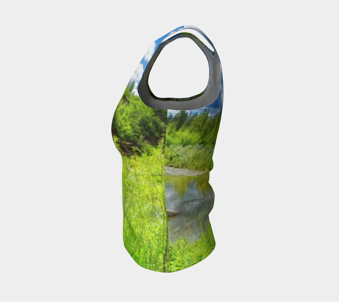 Women's All-Over Fitted Long Tank Top - Fish Creek Park Votier's Flats