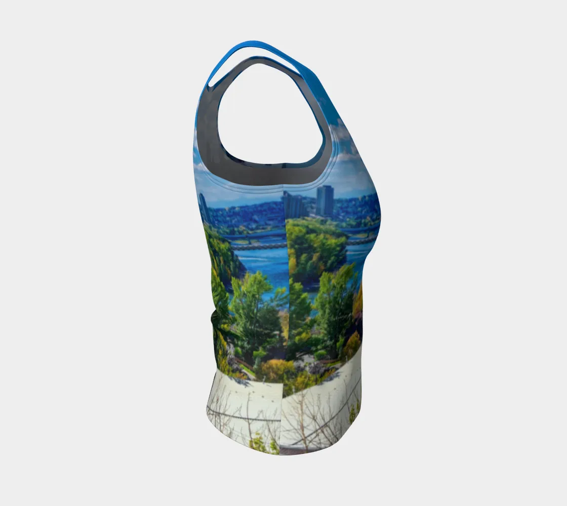 Women's Fitted Long Tank Top - Bow River Peace Bridge McHugh Bluff Fall HDR