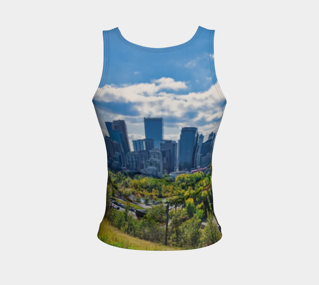 Women's Fitted Long Tank Top - Downtown Calgary McHugh Bluff Fall