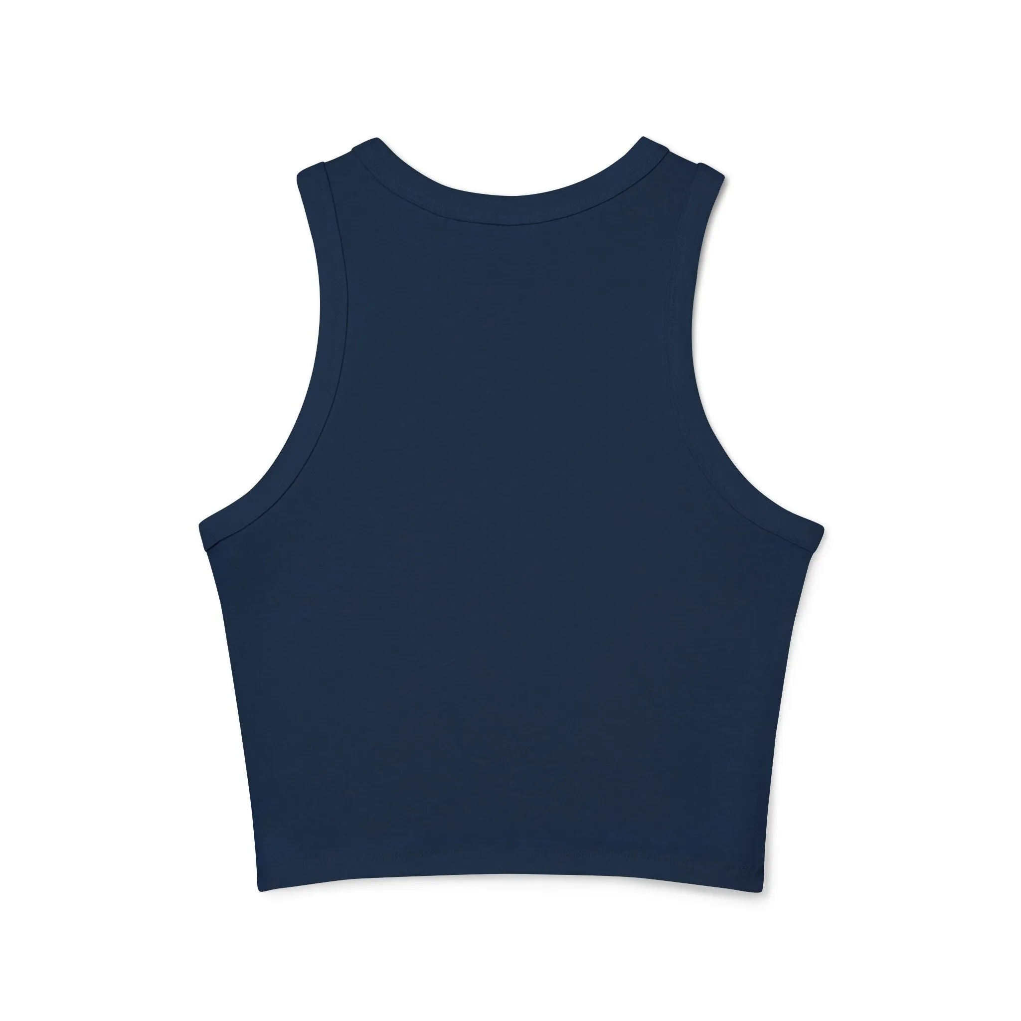 Women's Micro Rib Racer Tank Top – Happy Sun Design with 'What's Your Aura?'"