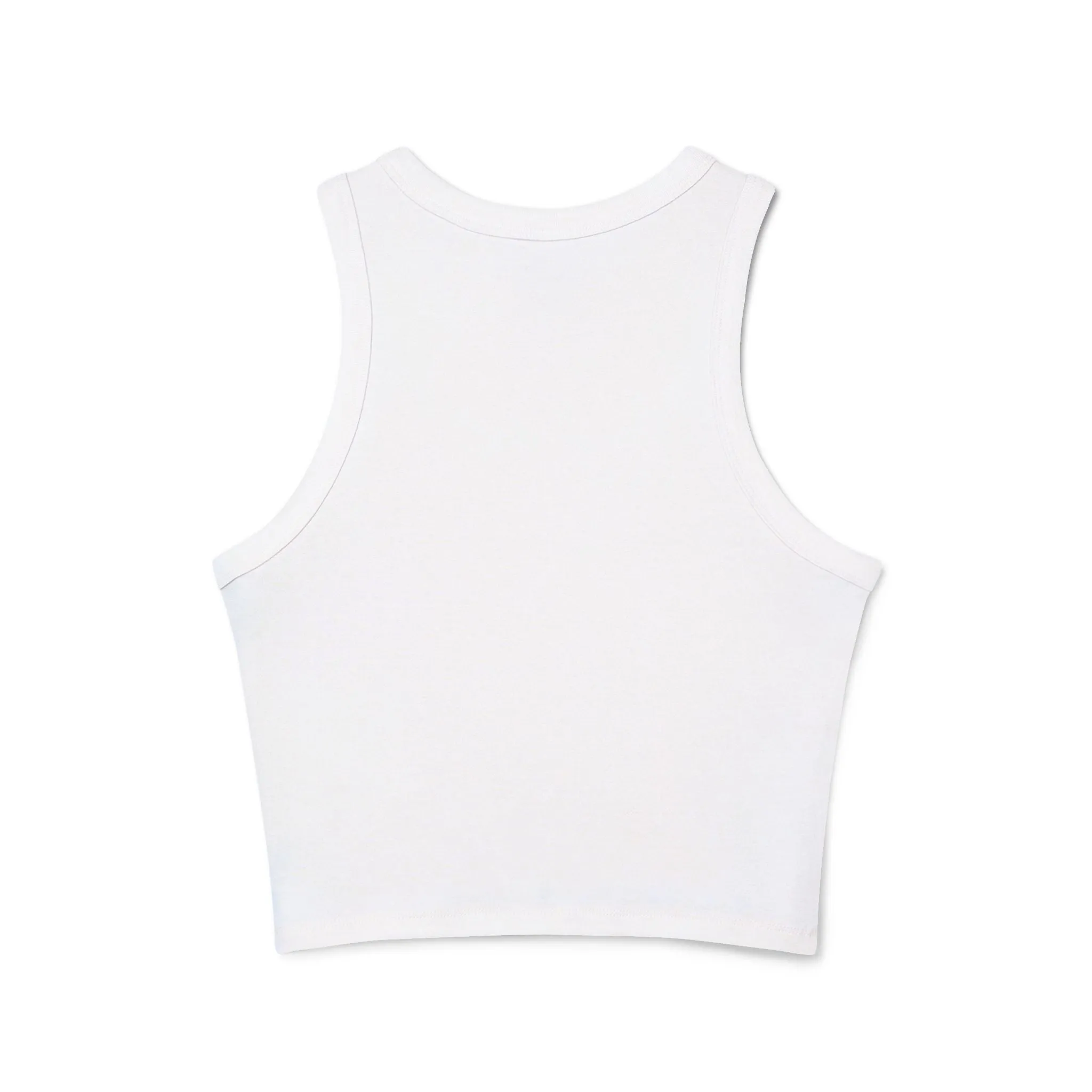 Women's Micro Rib Racer Tank Top – Happy Sun Design with 'What's Your Aura?'"