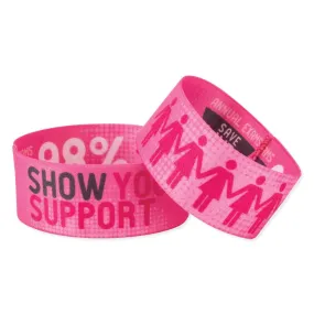 Woven Wristbands Polyester/Nylon 1" Full Color, Dual Sided, Show Your Support Design - Pink (50/Pack)