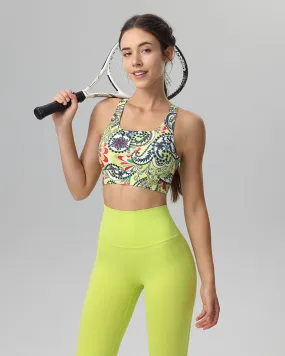 Yellow Floral Cutout Tank Top - Medium Support