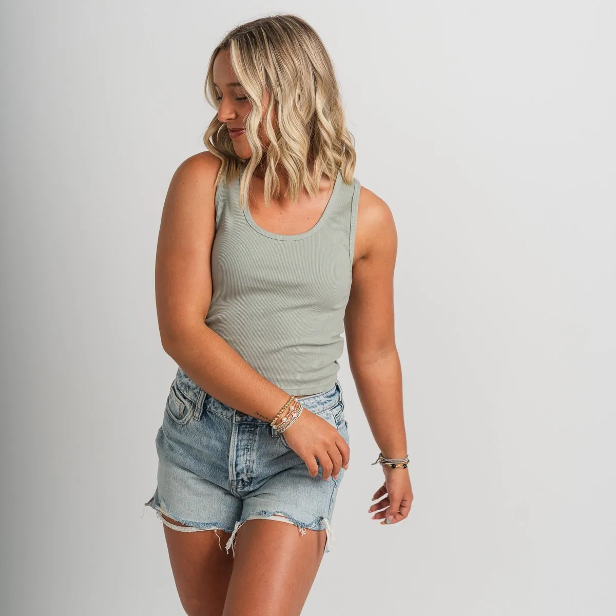 Z Supply Essy ribbed tank top pale jade